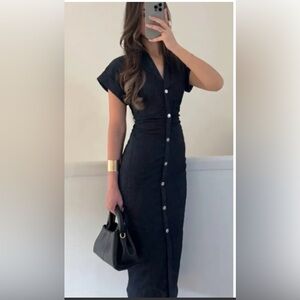 Zara dark denim dress with Button Detail